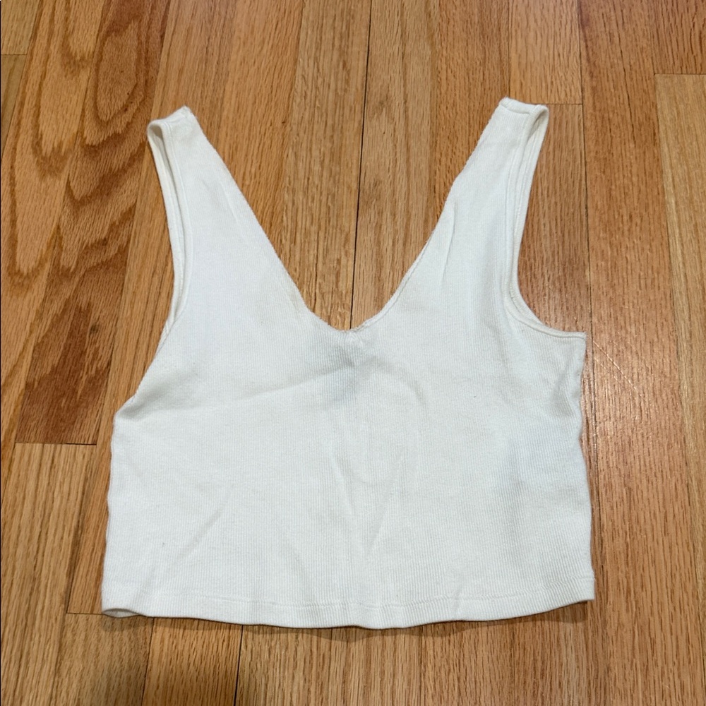 Forever 21 White Cropped Ribbed Top